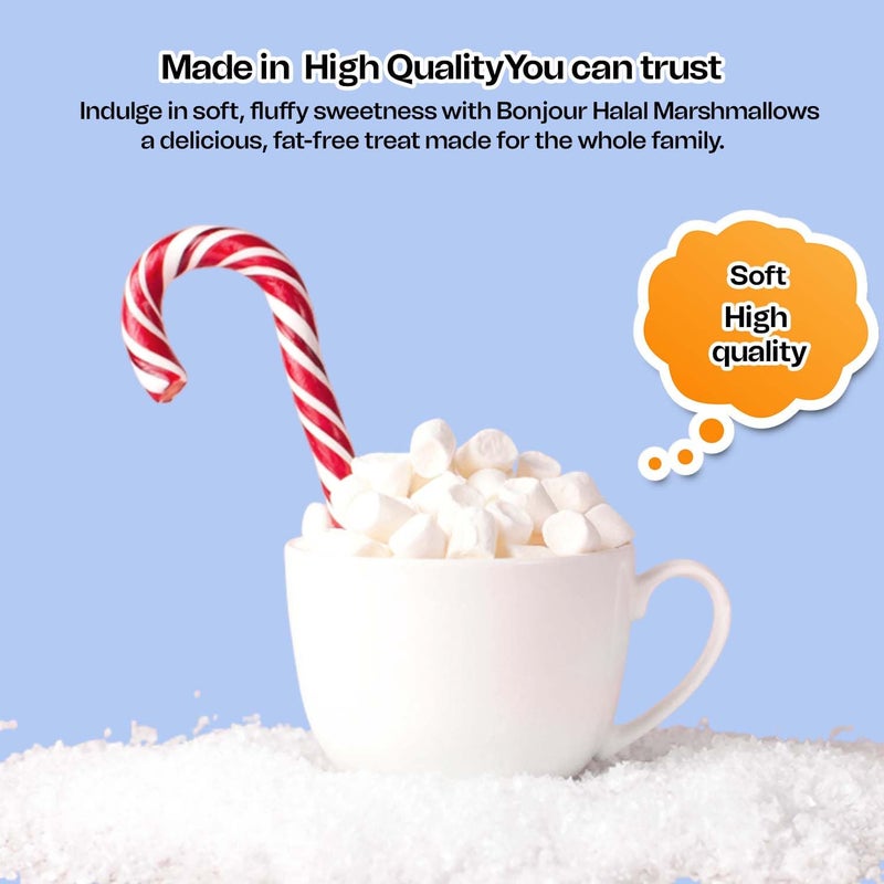 Bonjour Marshmallows for Smores & Halloween Candy - 8.82oz (250 g) Pouch | Fat-Free, Gelatin-Based, Halal, Dye-Free | Soft Vanilla Snack for Roasting & Hot Chocolate - Image 5